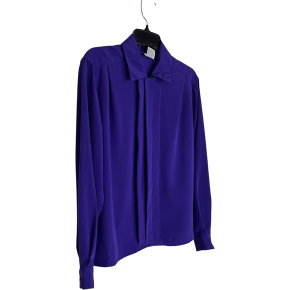KORET Womens Purple Long Sleeve Button Front Pleated Blouse Top Size 8 8 - Picture 8 of 14